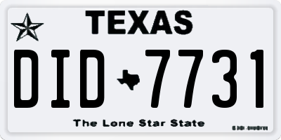 TX license plate DID7731