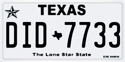 TX license plate DID7733