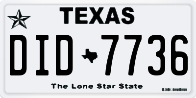 TX license plate DID7736
