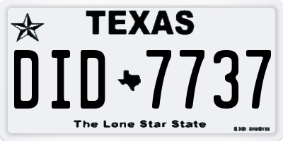 TX license plate DID7737