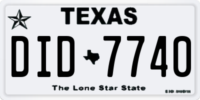 TX license plate DID7740