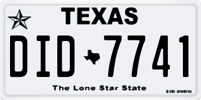 TX license plate DID7741