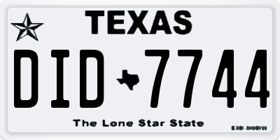 TX license plate DID7744