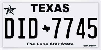 TX license plate DID7745