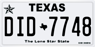 TX license plate DID7748