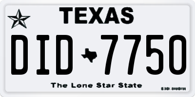 TX license plate DID7750
