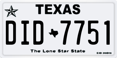 TX license plate DID7751