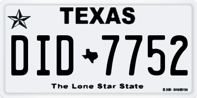 TX license plate DID7752