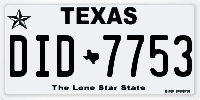 TX license plate DID7753