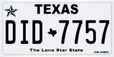 TX license plate DID7757
