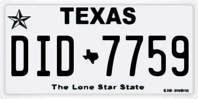 TX license plate DID7759