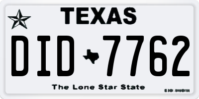 TX license plate DID7762