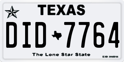 TX license plate DID7764