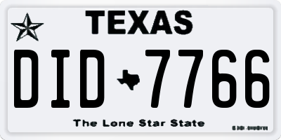 TX license plate DID7766