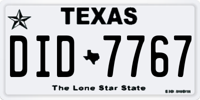 TX license plate DID7767