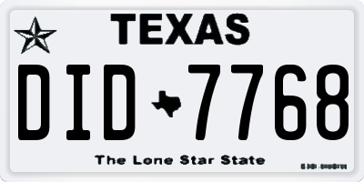 TX license plate DID7768