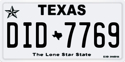 TX license plate DID7769