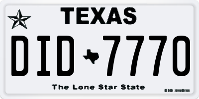 TX license plate DID7770
