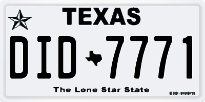 TX license plate DID7771