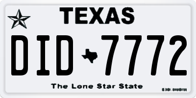 TX license plate DID7772