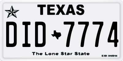 TX license plate DID7774