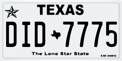 TX license plate DID7775
