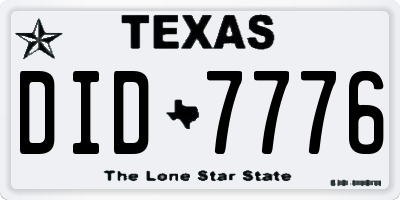 TX license plate DID7776