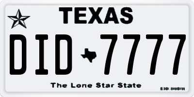 TX license plate DID7777