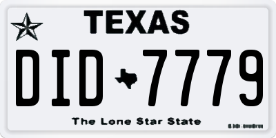 TX license plate DID7779
