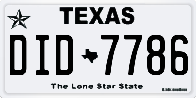 TX license plate DID7786