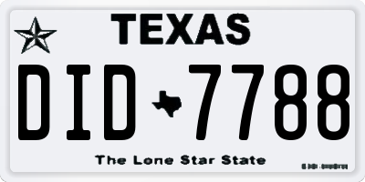 TX license plate DID7788