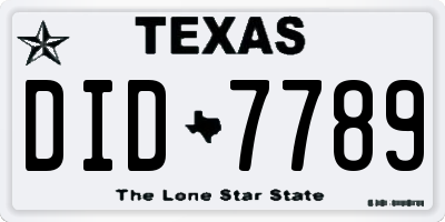 TX license plate DID7789