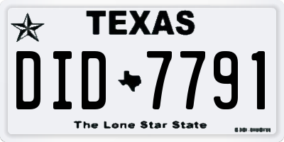 TX license plate DID7791