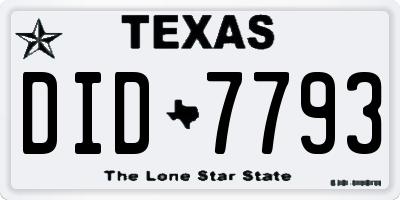 TX license plate DID7793