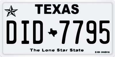 TX license plate DID7795