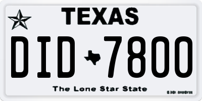 TX license plate DID7800