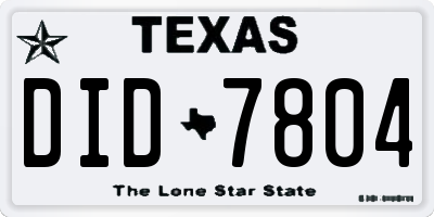TX license plate DID7804