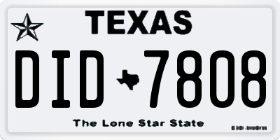 TX license plate DID7808