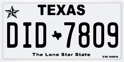 TX license plate DID7809