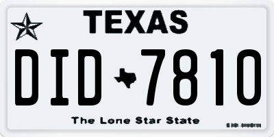 TX license plate DID7810