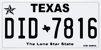 TX license plate DID7816