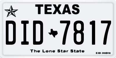 TX license plate DID7817