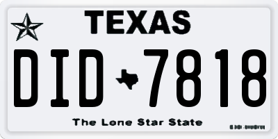 TX license plate DID7818