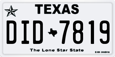 TX license plate DID7819