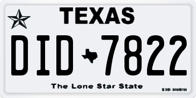 TX license plate DID7822