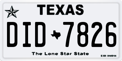 TX license plate DID7826
