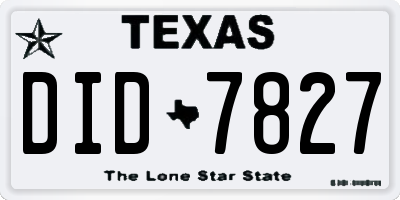 TX license plate DID7827