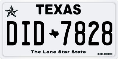 TX license plate DID7828