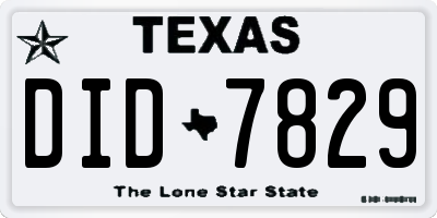 TX license plate DID7829