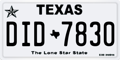 TX license plate DID7830